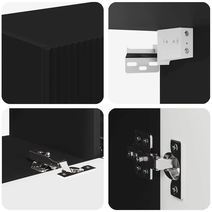 Ensemble meuble TV Montage mural 4 pcs Noir Bois d'ingénierie - 10