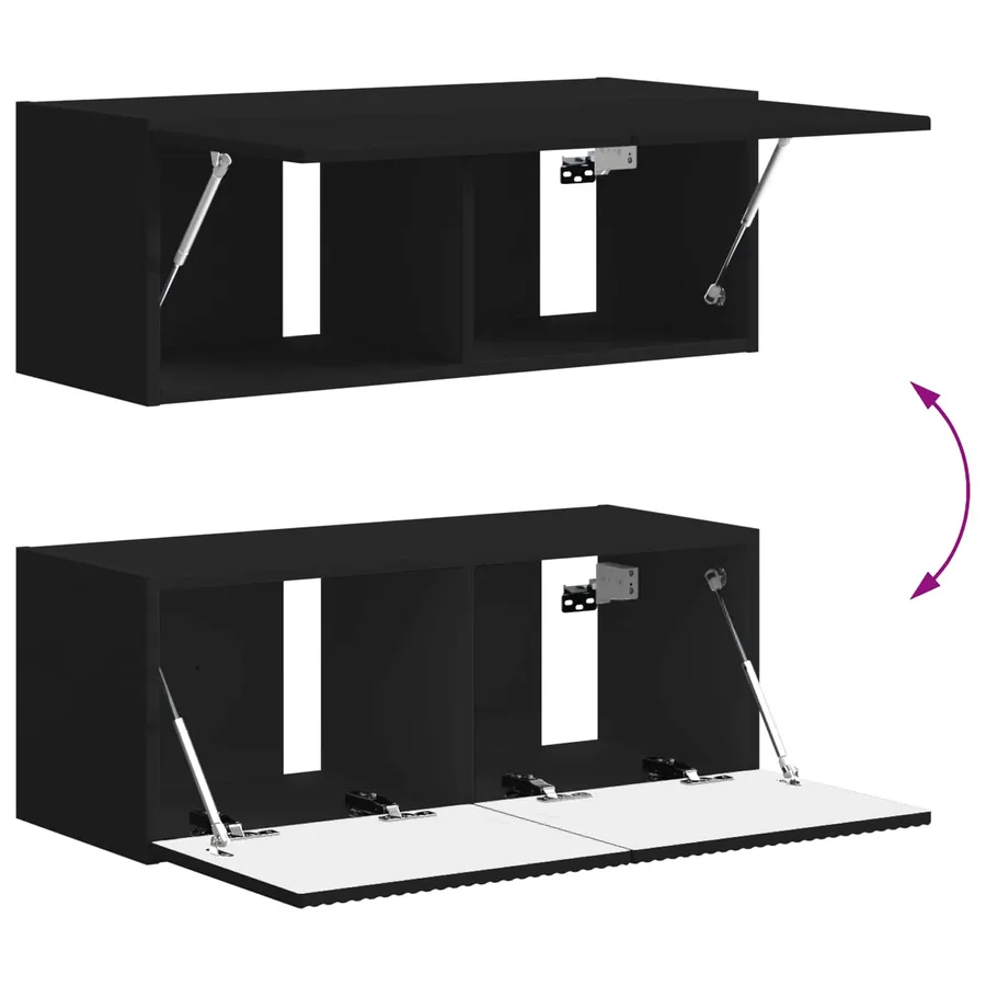 Ensemble meuble TV Montage mural 4 pcs Noir Bois d'ingénierie - 11