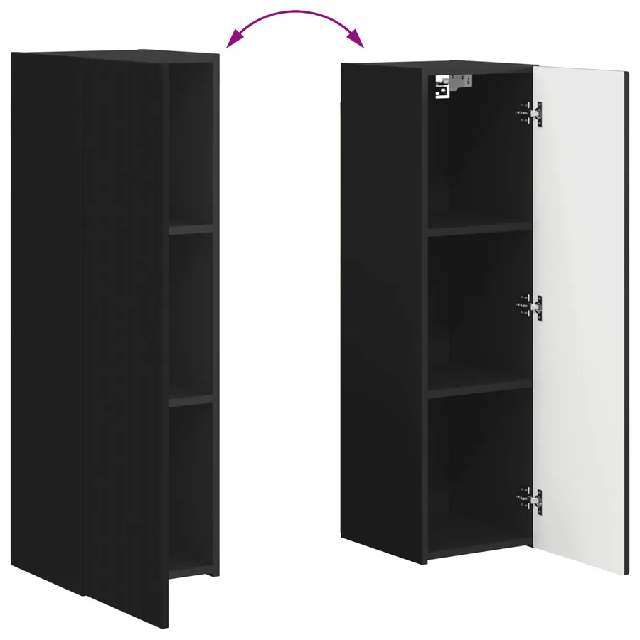 Ensemble meuble TV Montage mural 4 pcs Noir Bois d'ingénierie - 12