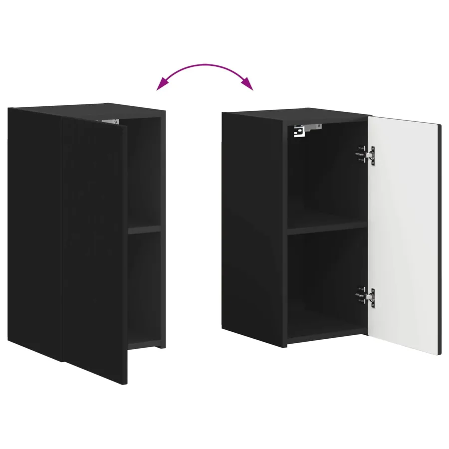 Ensemble meuble TV Montage mural 4 pcs Noir Bois d'ingénierie - 13