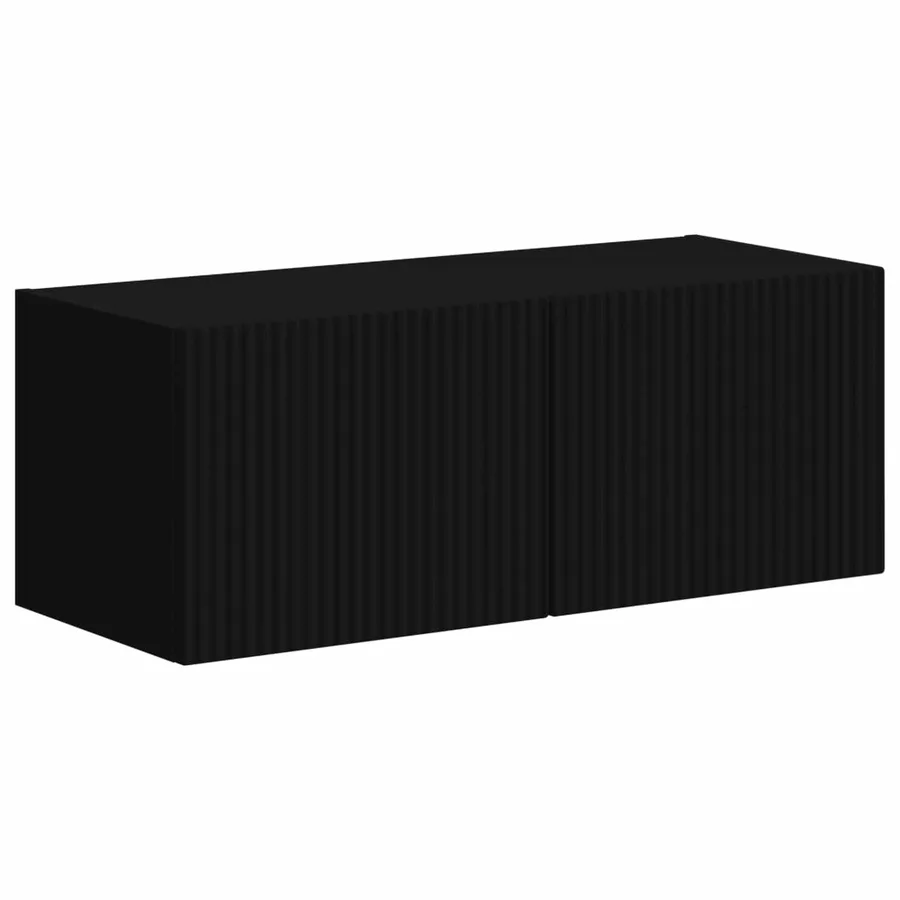 Ensemble meuble TV Montage mural 4 pcs Noir Bois d'ingénierie - 5