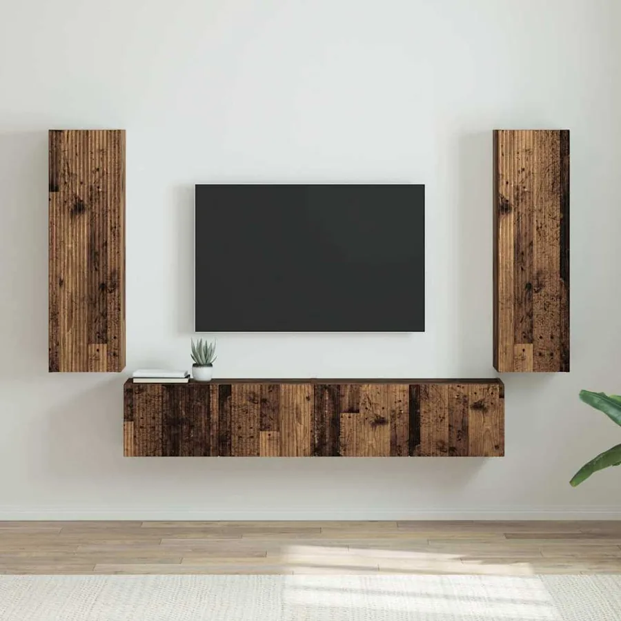 Meuble TV mural 2 pcs Bois Ancien 30 x 31 x 100 cm