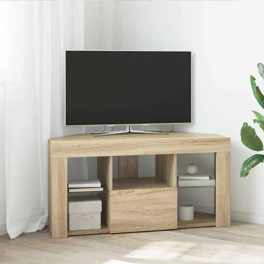 Meuble TV LED d'Angle Chêne Sonoma 100 x 40 x 50 cm