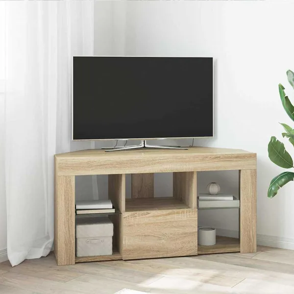 Meuble TV LED d'Angle Chêne Sonoma 100 x 40 x 50 cm