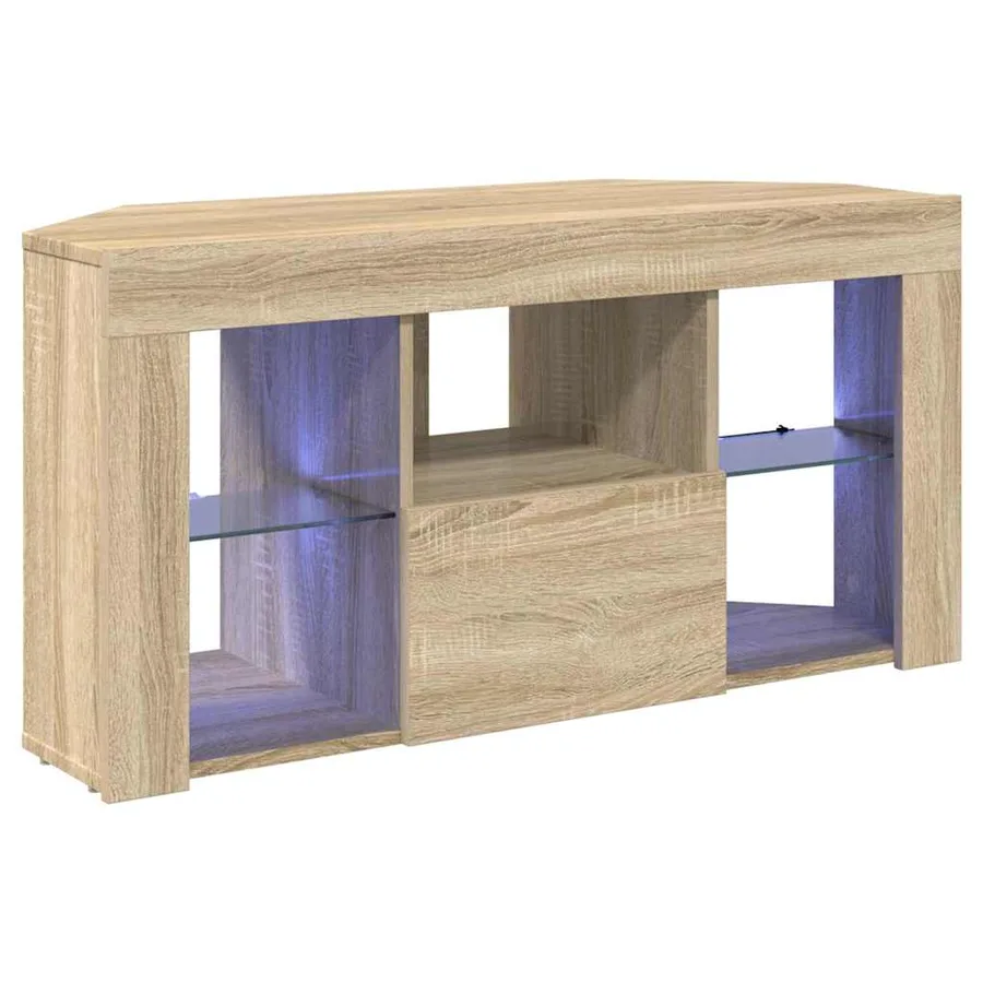 Meuble TV LED d'Angle Chêne Sonoma 100 x 40 x 50 cm - 2