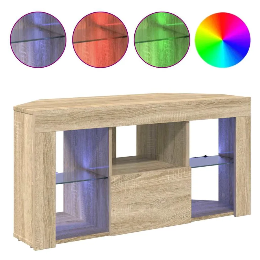 Meuble TV LED d'Angle Chêne Sonoma 100 x 40 x 50 cm - 4