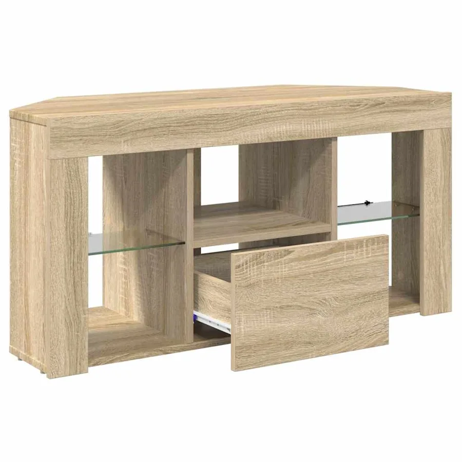 Meuble TV LED d'Angle Chêne Sonoma 100 x 40 x 50 cm - 7