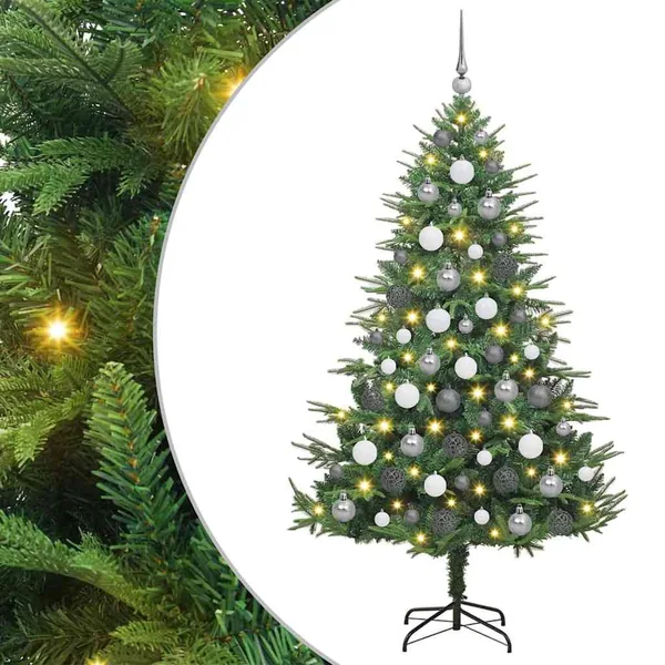 Arbre de Noël artificiel pré-éclairé avec ensemble de boules