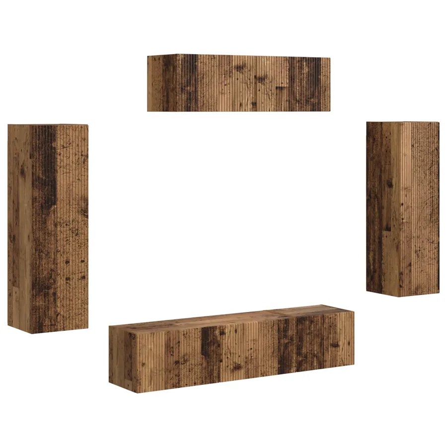 Meuble TV 5 pcs Bois ancien - 2