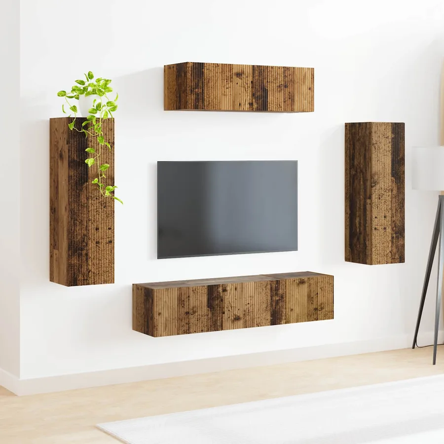 Meuble TV 5 pcs Bois ancien - 4