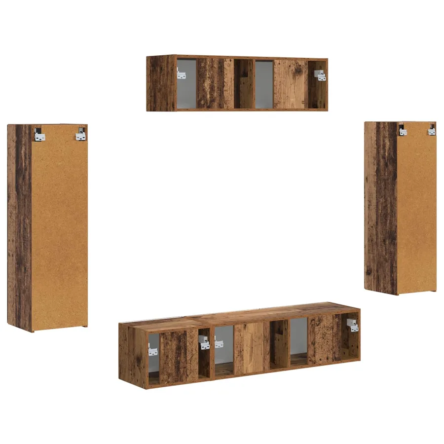 Meuble TV 5 pcs Bois ancien - 9