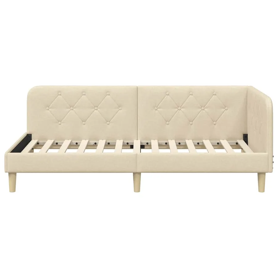 Cadre de lit d'angle Crème 90 x 200 cm tissu - 5