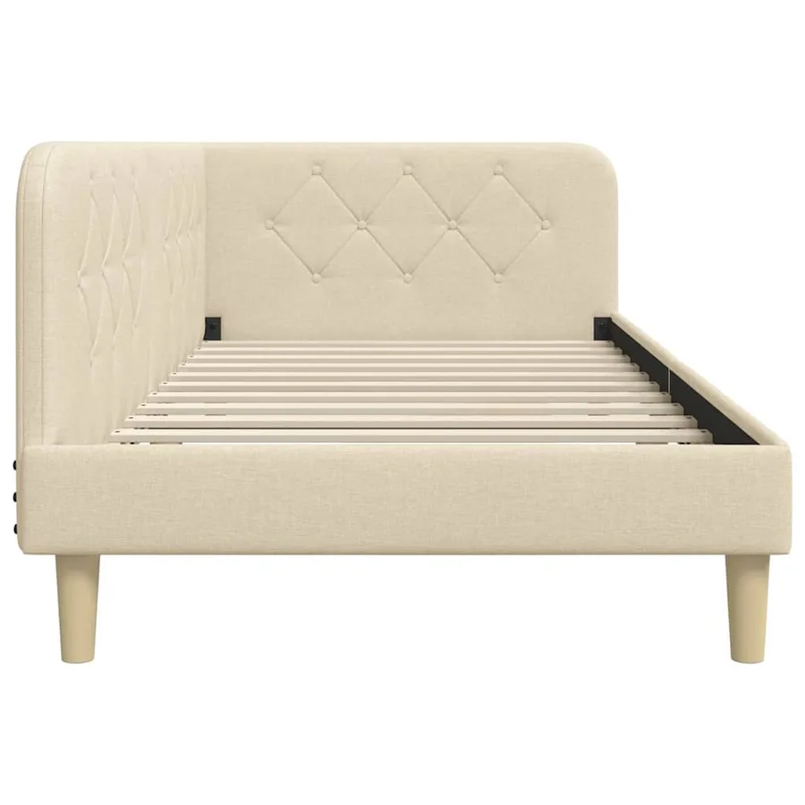 Cadre de lit d'angle Crème 90 x 200 cm tissu - 6