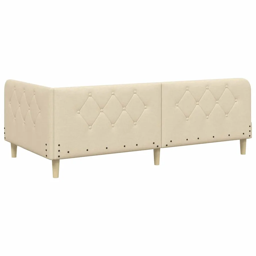 Cadre de lit d'angle Crème 90 x 200 cm tissu - 7