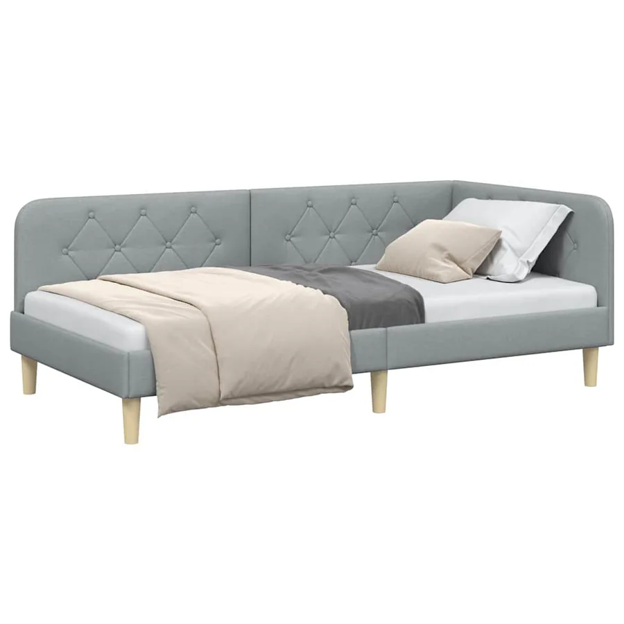Cadre de lit d'angle Gris clair 100 x 200 cm tissu - 3