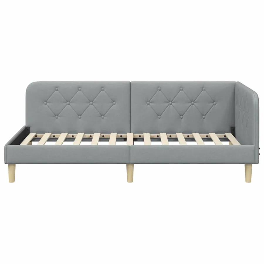 Cadre de lit d'angle Gris clair 100 x 200 cm tissu - 5