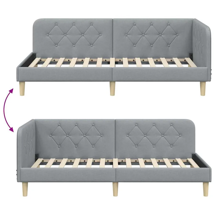 Cadre de lit d'angle Gris clair 100 x 200 cm tissu - 9