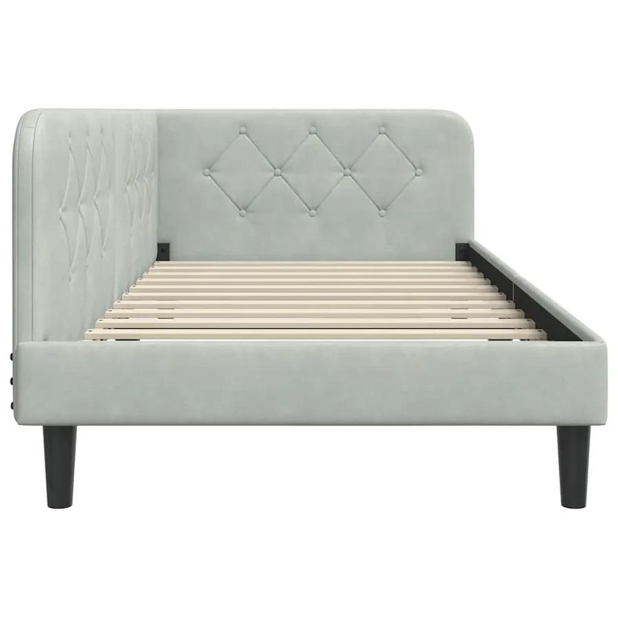 Cadre de lit d'angle Gris clair 90 x 190 cm Velours - 6