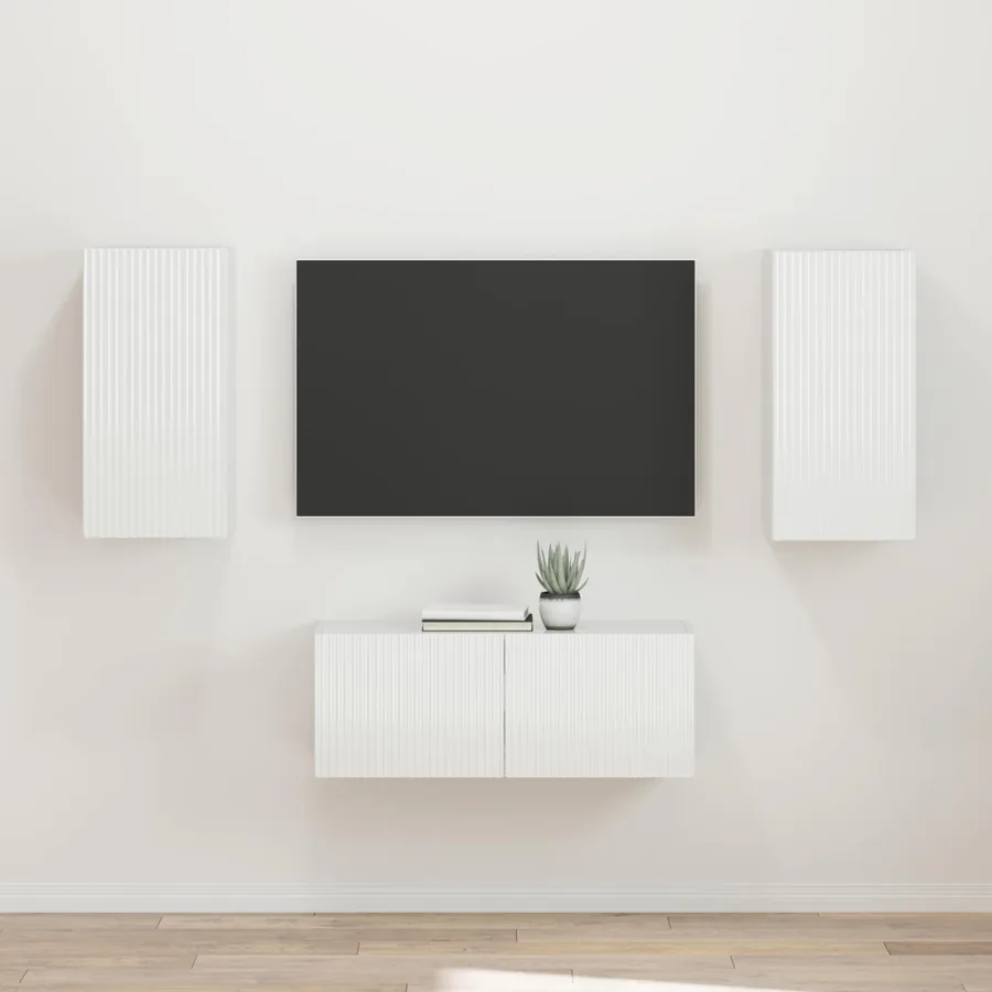 Ensemble meuble TV 2 pcs Blanc brillant Bois d'ingénierie