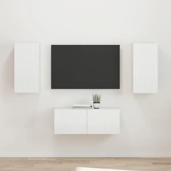 Ensemble meuble TV 2 pcs Blanc brillant Bois d'ingénierie