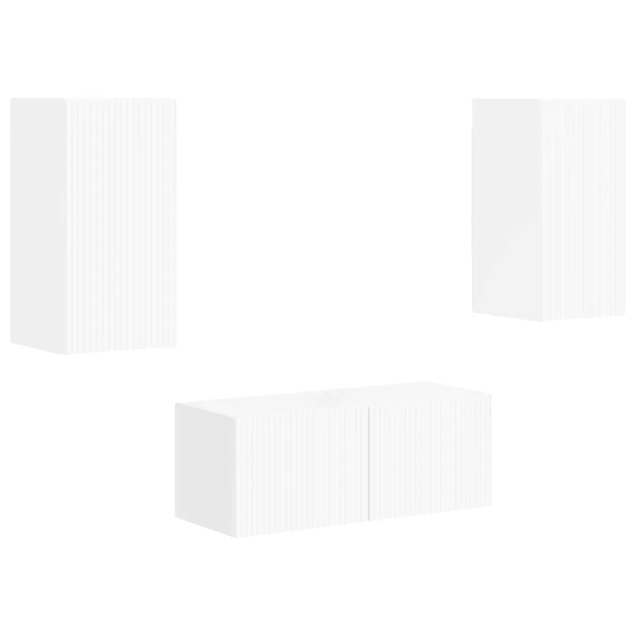 Ensemble meuble TV 2 pcs Blanc brillant Bois d'ingénierie - 2