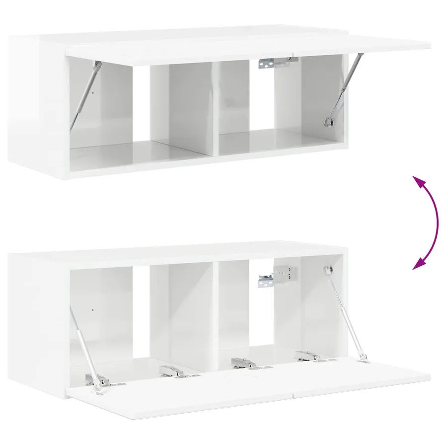 Ensemble meuble TV 2 pcs Blanc brillant Bois d'ingénierie - 8