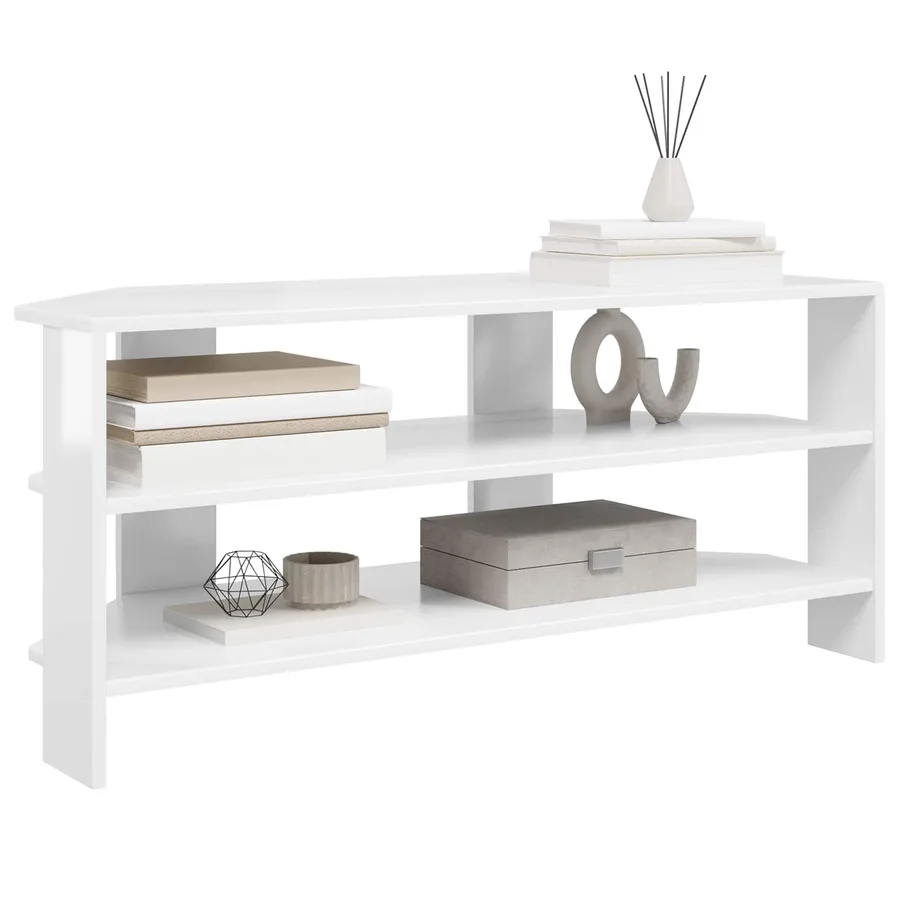 MeubleTVd'Angle Blanc brillant 102x40,5x45cm Bois d'ingénierie - 3