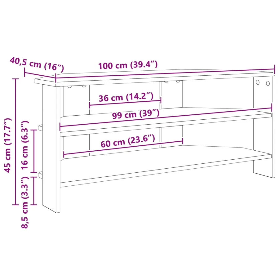 MeubleTVd'Angle Blanc brillant 102x40,5x45cm Bois d'ingénierie - 8