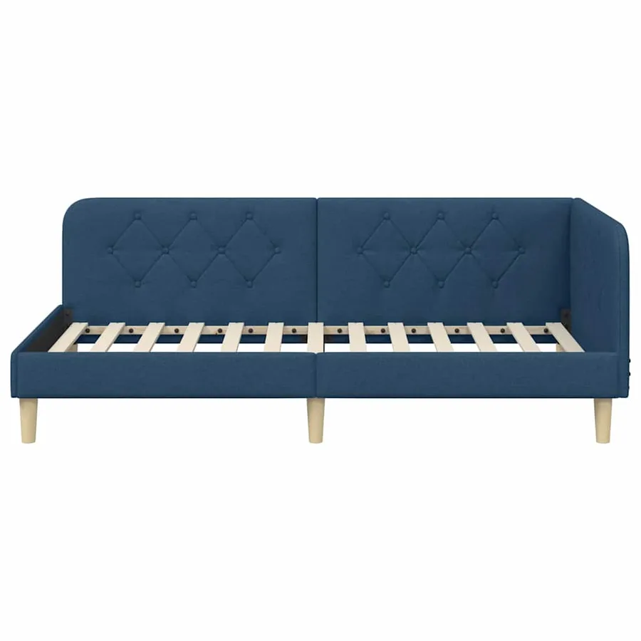Cadre de lit d'angle Bleu 90 x 190 cm tissu - 5