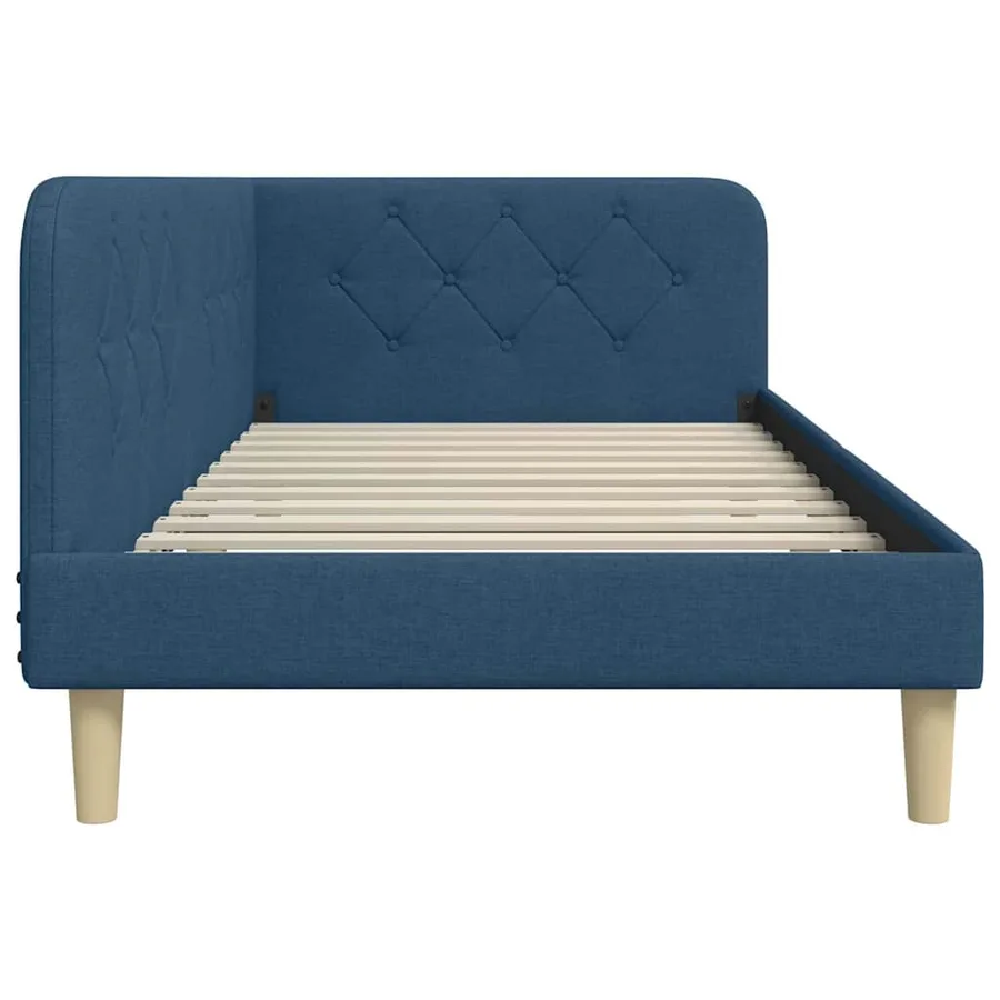 Cadre de lit d'angle Bleu 90 x 190 cm tissu - 6