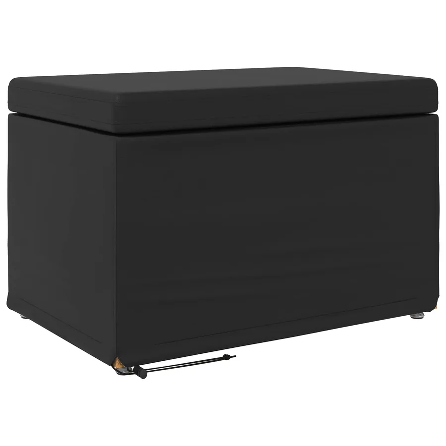 Tabouret Noir Cuir Synthétique et Bois Composite - 2