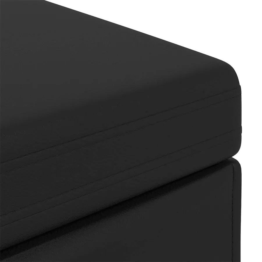 Tabouret Noir Cuir Synthétique et Bois Composite - 6