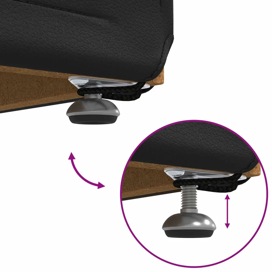 Tabouret Noir Cuir Synthétique et Bois Composite - 7