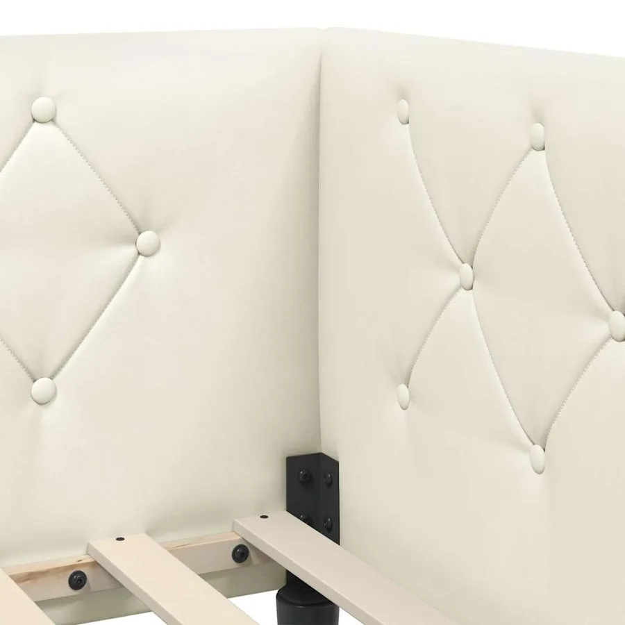 Cadre de lit d'angle Crème 90 x 200 cm Velours - 8