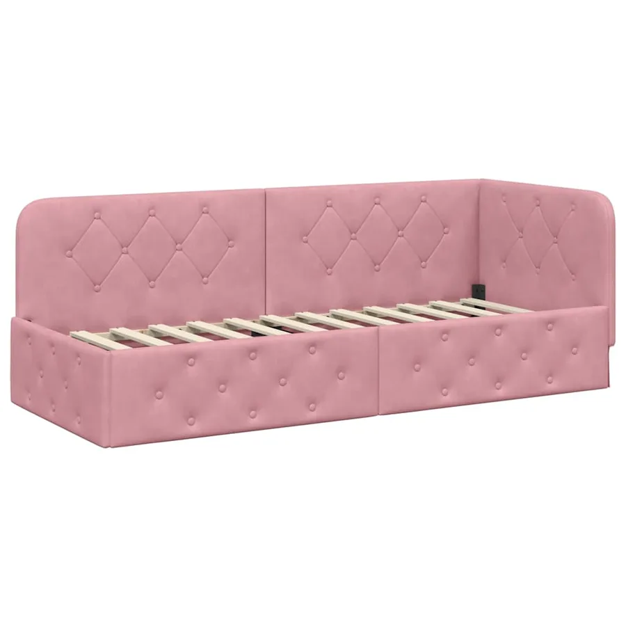 Cadre de lit d'angle Rose 80 x 200 cm Velours - 2