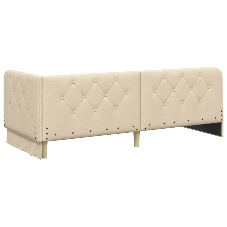 Cadre de lit d'angle Crème 80 x 200 cm tissu - 7