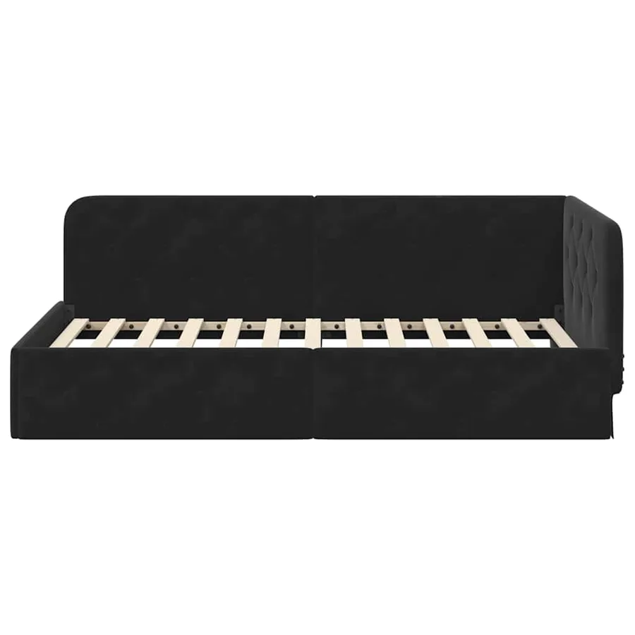 Cadre de lit d'angle Noir 90 x 190 cm Velours - 5