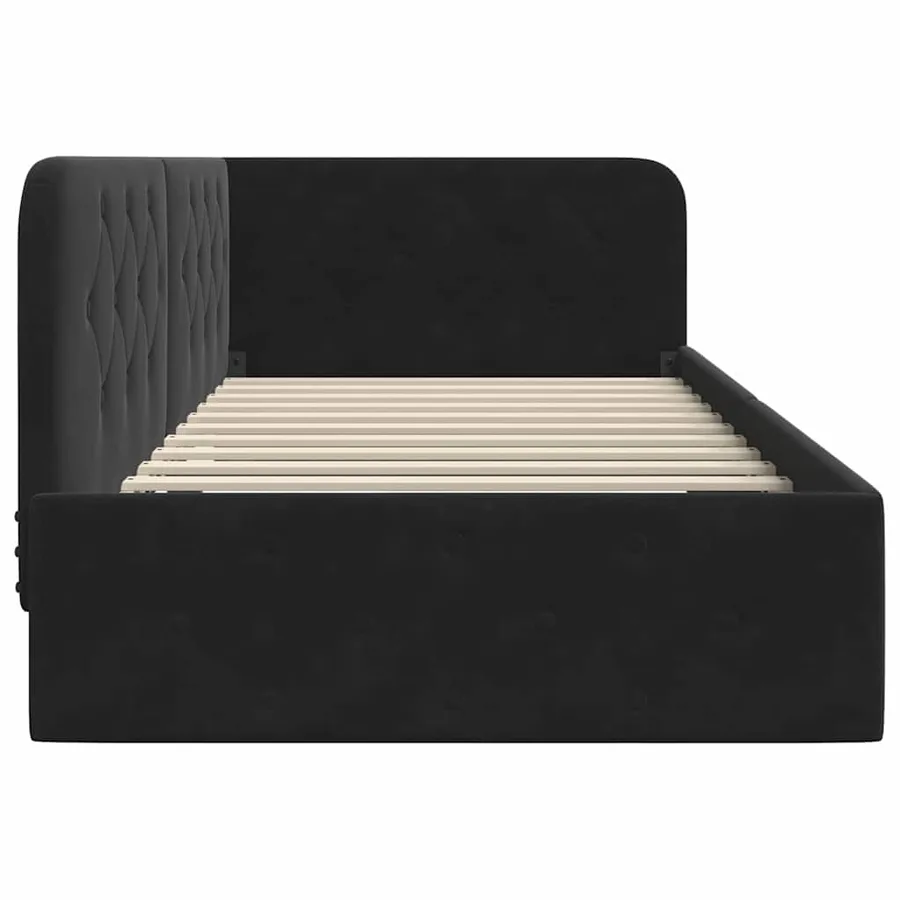 Cadre de lit d'angle Noir 90 x 190 cm Velours - 6