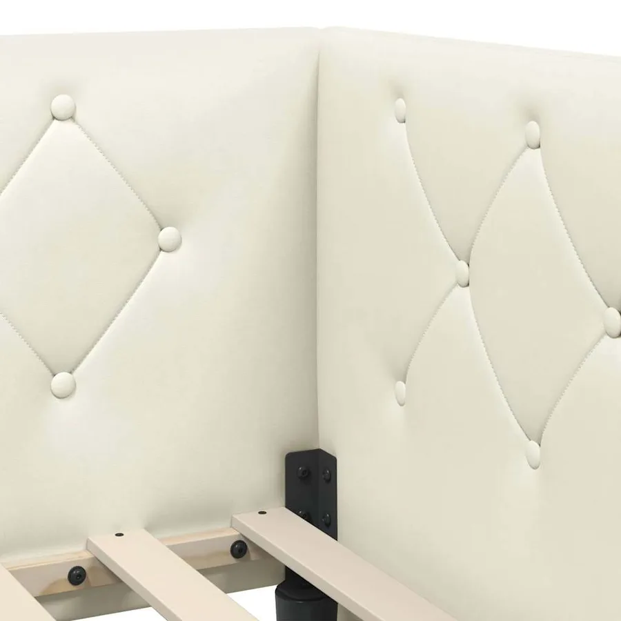 Cadre de lit d'angle Crème 90 x 190 cm Velours - 8