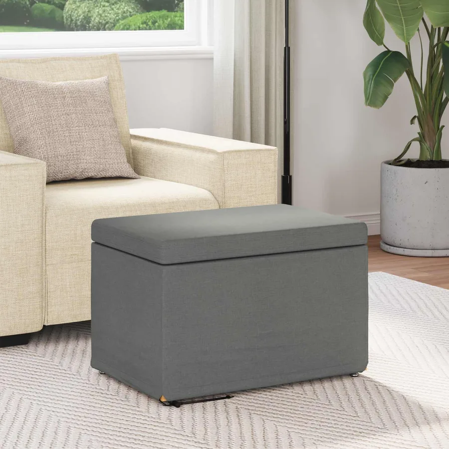 Tabouret Gris foncé 61 x 41 x 40 cm Tissu et bois stratifié - 3