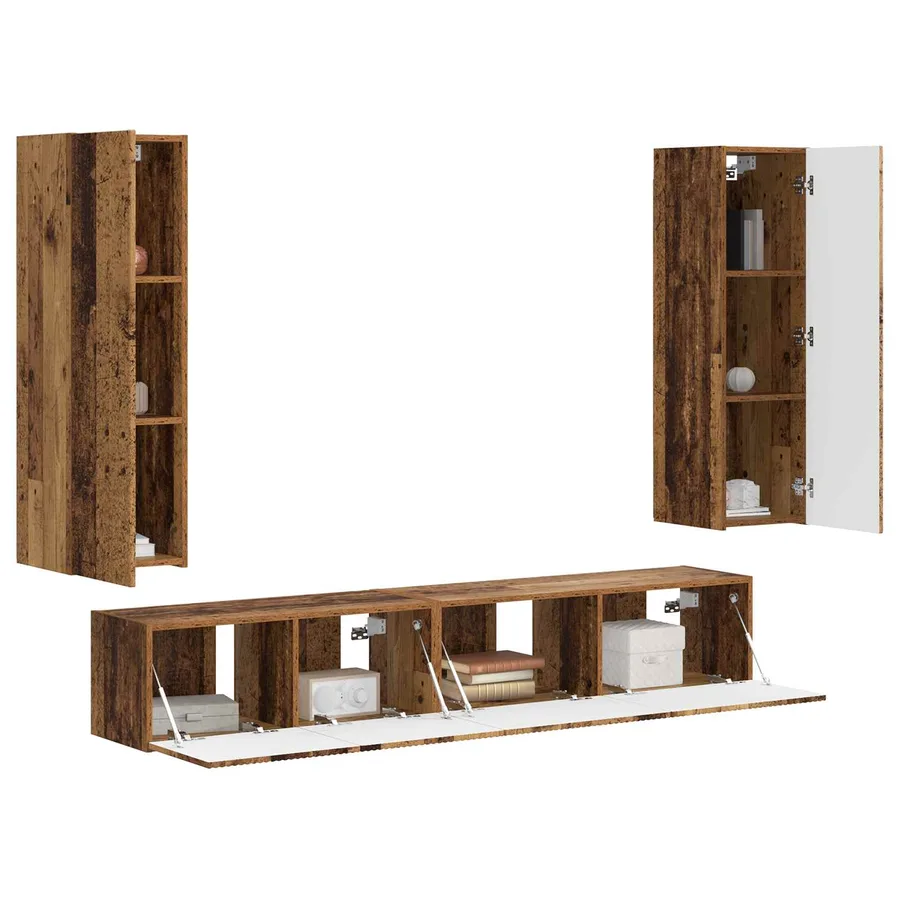Ensemble meuble TV 3 pcs Bois ancien Bois d'ingénierie - 3