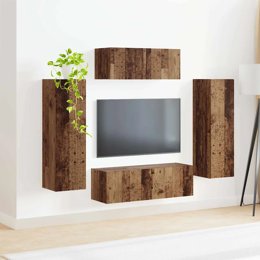 Ensemble meuble TV 3 pcs Bois ancien Bois d'ingénierie - 4