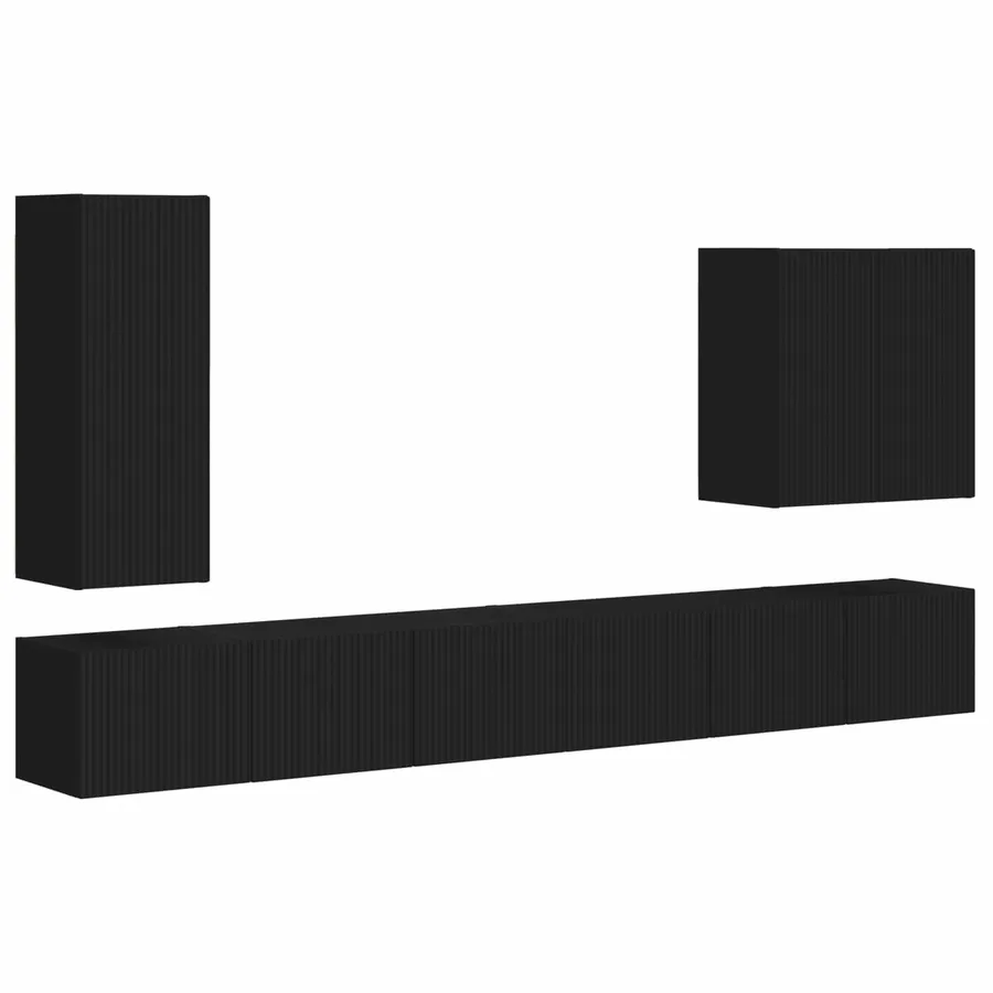 Ensemble de meuble TV mural Montage mural 6 pcs Noir - 2