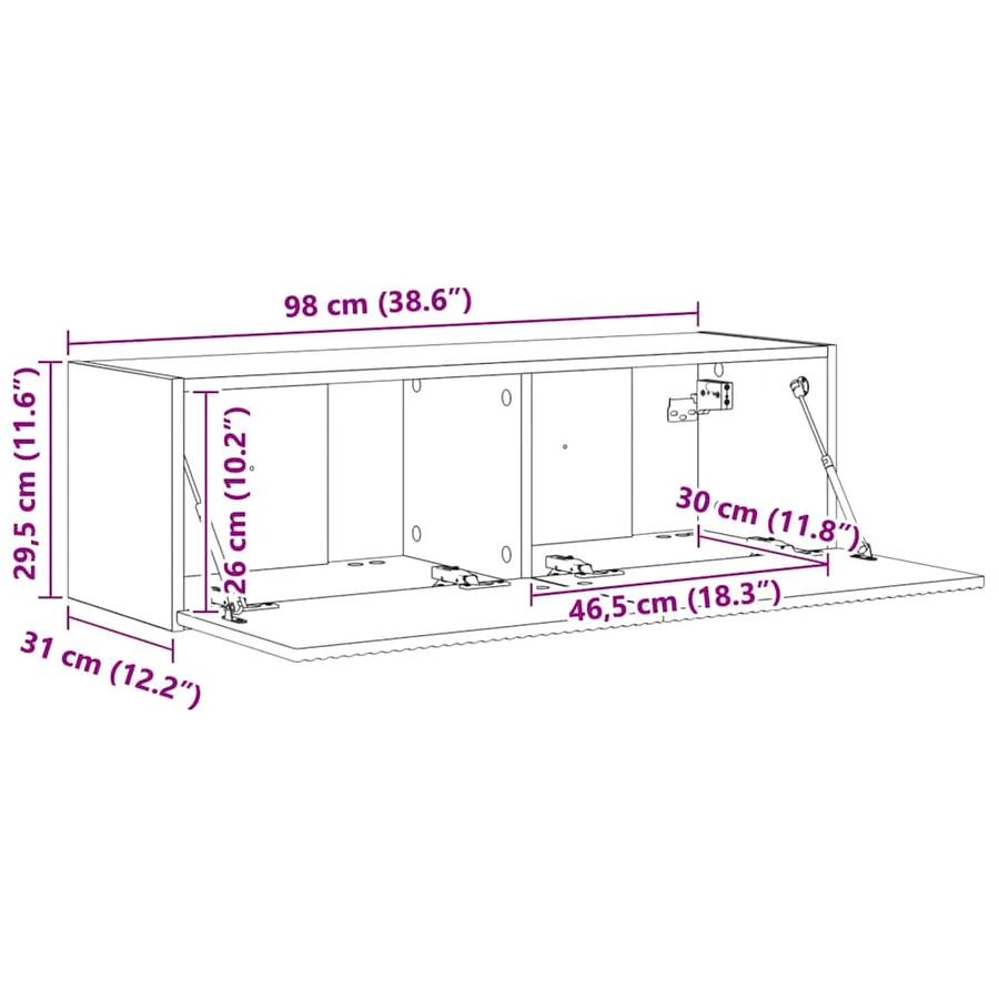 Meuble TV mural Montage mural Blanc Brillant 98 x 31 x 29,5 cm - 12