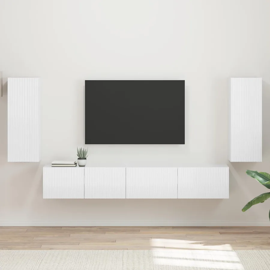 Ensemble meuble TV 4 pcs Blanc brillant Bois d'ingénierie