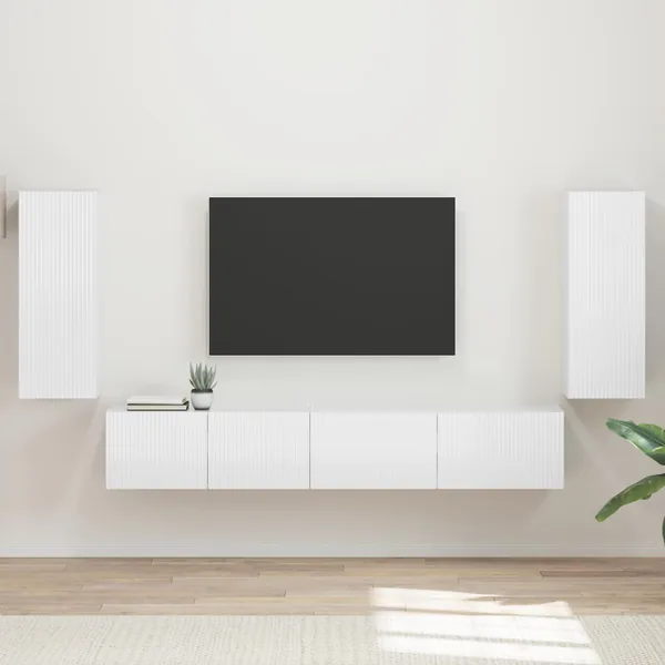 Ensemble meuble TV 4 pcs Blanc brillant Bois d'ingénierie