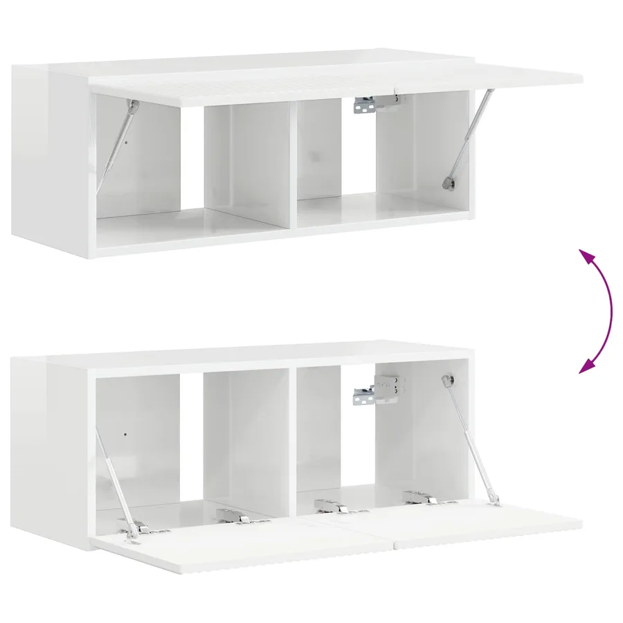 Ensemble meuble TV 4 pcs Blanc brillant Bois d'ingénierie - 11