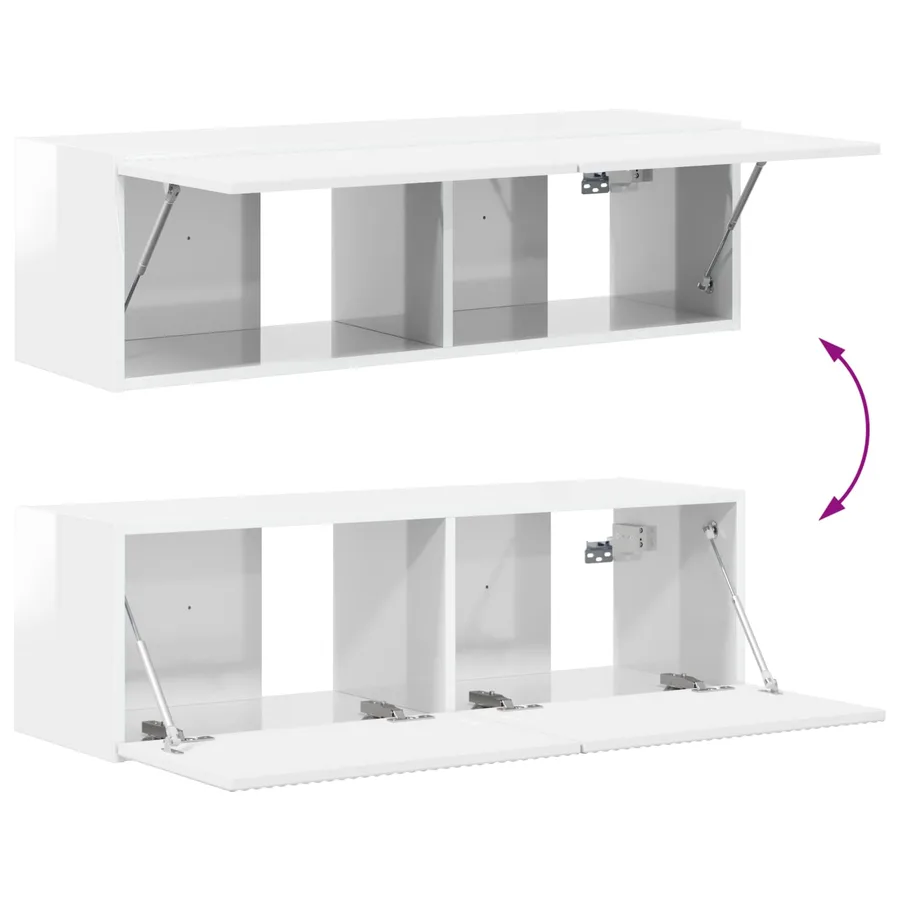 Ensemble meuble TV 4 pcs Blanc brillant Bois d'ingénierie - 13