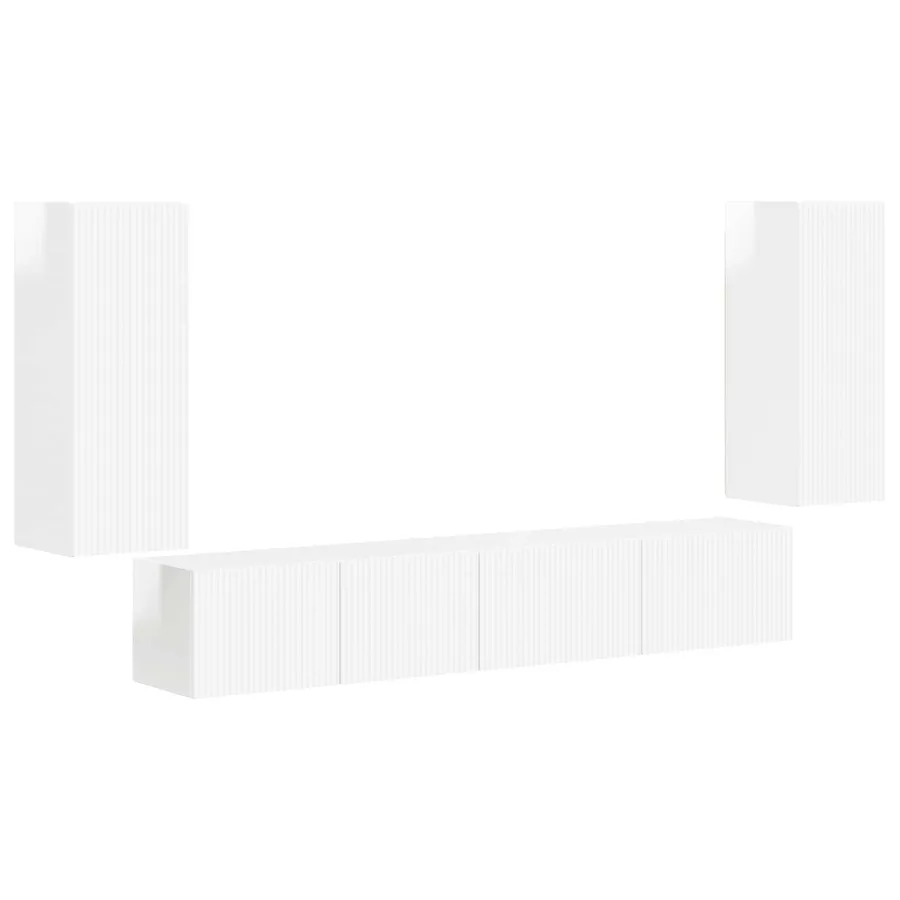Ensemble meuble TV 4 pcs Blanc brillant Bois d'ingénierie - 2