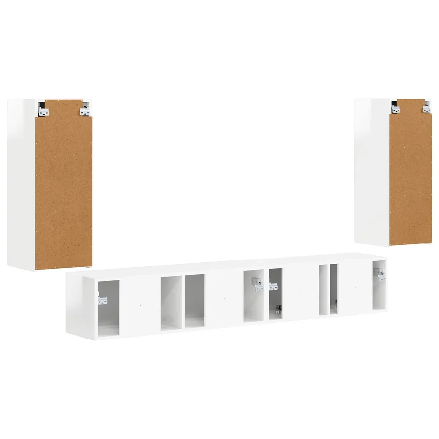 Ensemble meuble TV 4 pcs Blanc brillant Bois d'ingénierie - 9